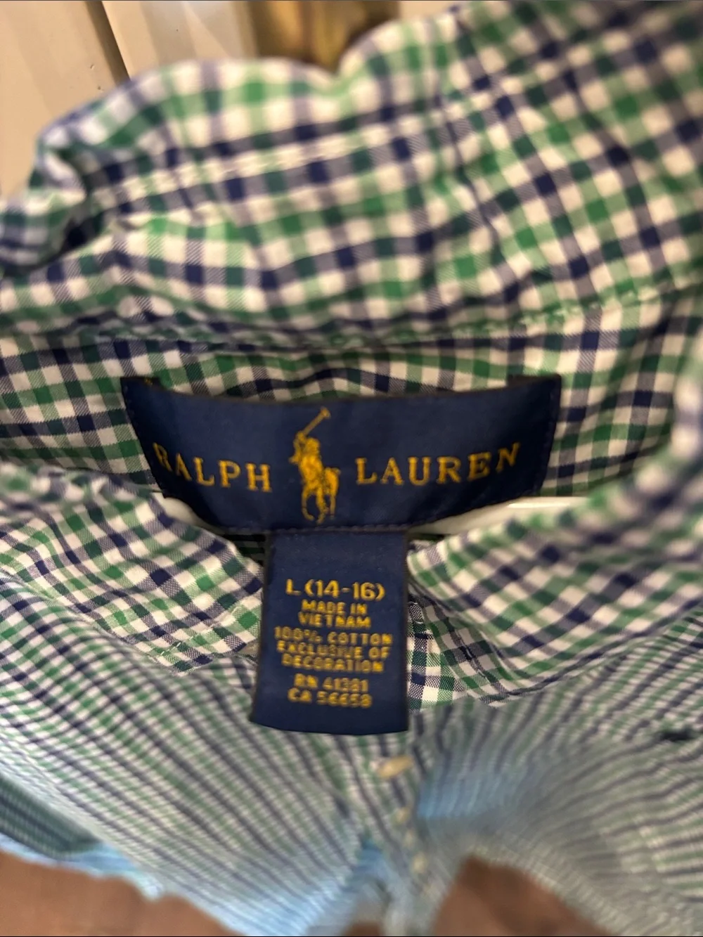 Ralph Lauren Blue & White Gingham Button-Down Shirt